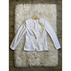 Gianni Bini Sz 6 White Work Shoulder Pads Blazer